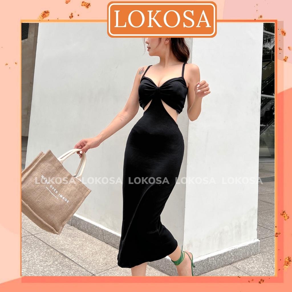 Đầm Nữ Body Sexy LOKOSA Váy Ôm Body Dáng Dài 2 Dây Thiết Kế Cúp Ngực Khoét Eo Hở Hai Bên dự tiệc đi chơi VD077 | BigBuy360 - bigbuy360.vn