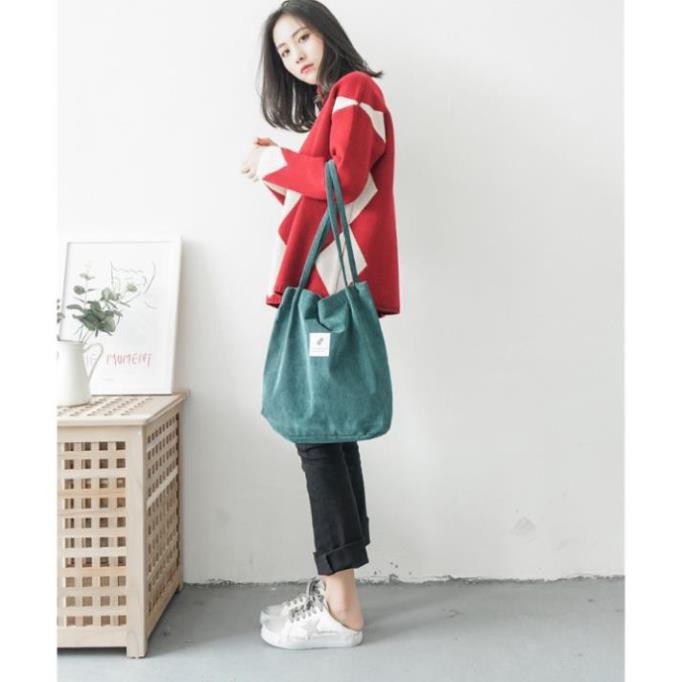 Túi vải tote nữ tính trẻ trung đựng đồ phong cách Hàn Quốc - Túi vải canvas giá rẻ thời trang đeo vai đựng đồ