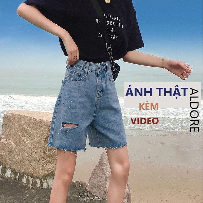 Quần short jean short lửng rách gấu MST4R