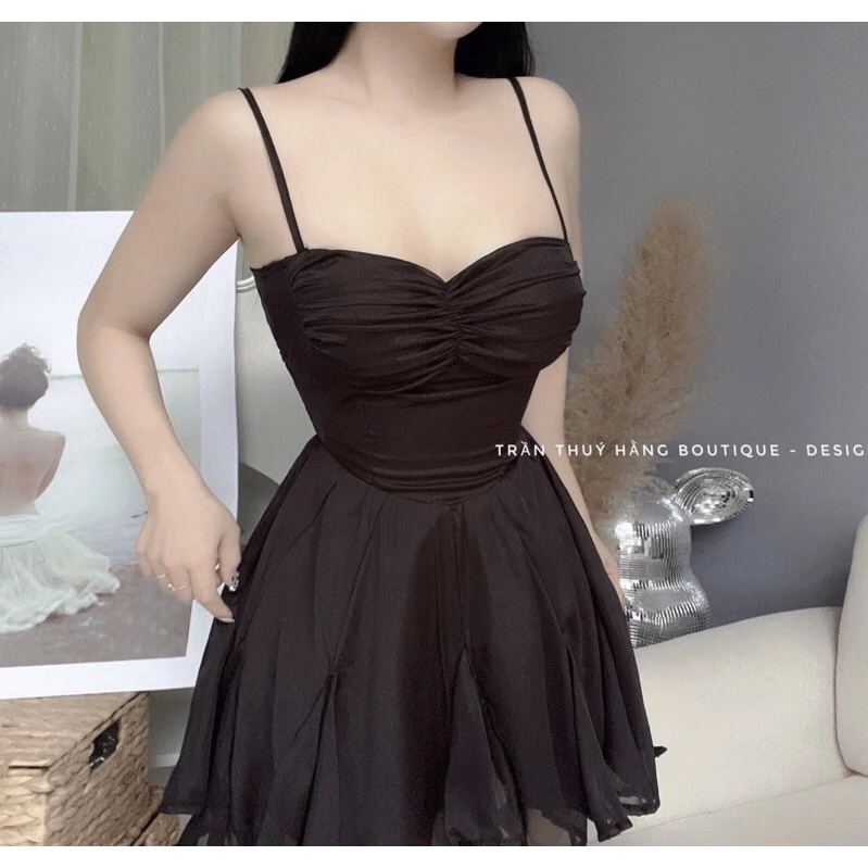 Đầm xoè tơ cúp ngực 8 mảnh