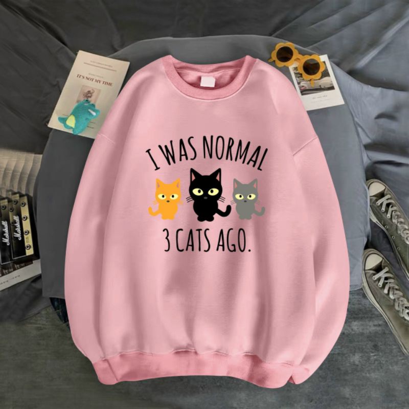 ÁO SWEATER UNISEX NỈ BÔNG IN 3 CON MÈO