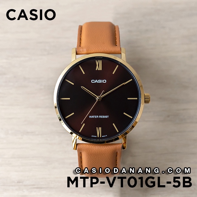 Đồng hồ nam dây da Casio Standard chính hãng Anh Khuê MTP-VT01GL-5BUDF (40mm)