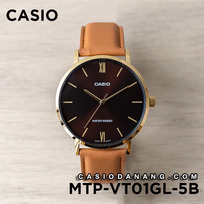 Đồng hồ nam dây da Casio chính hãng MTP-VT01GL-5BUDF (40mm)