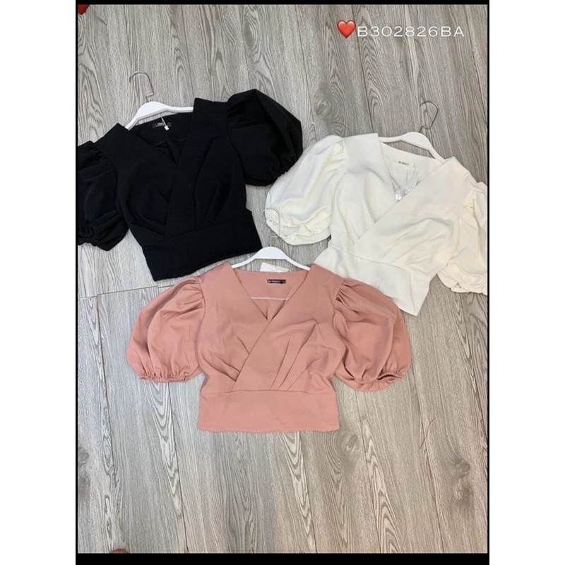Áo croptop nữ kiểu cổ V đắp chéo siêu xinh