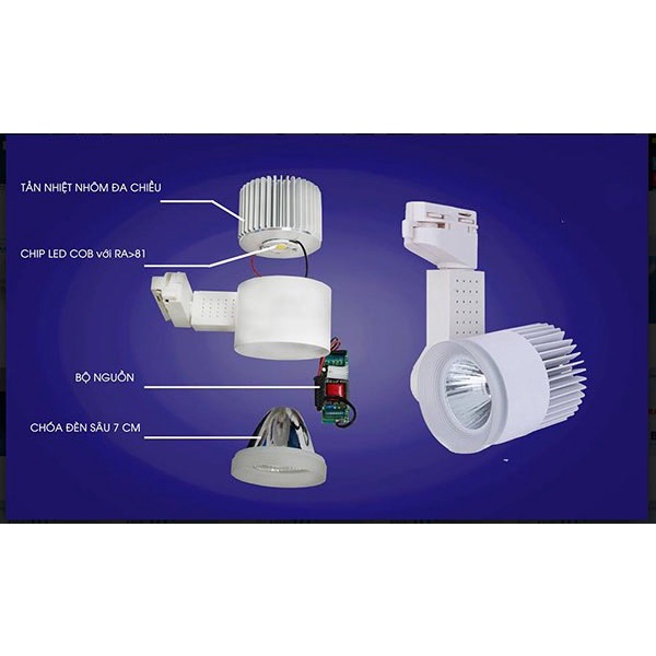 Đèn rọi ray kingled 12w ,tản nhiệt kim loại,độ bền cao