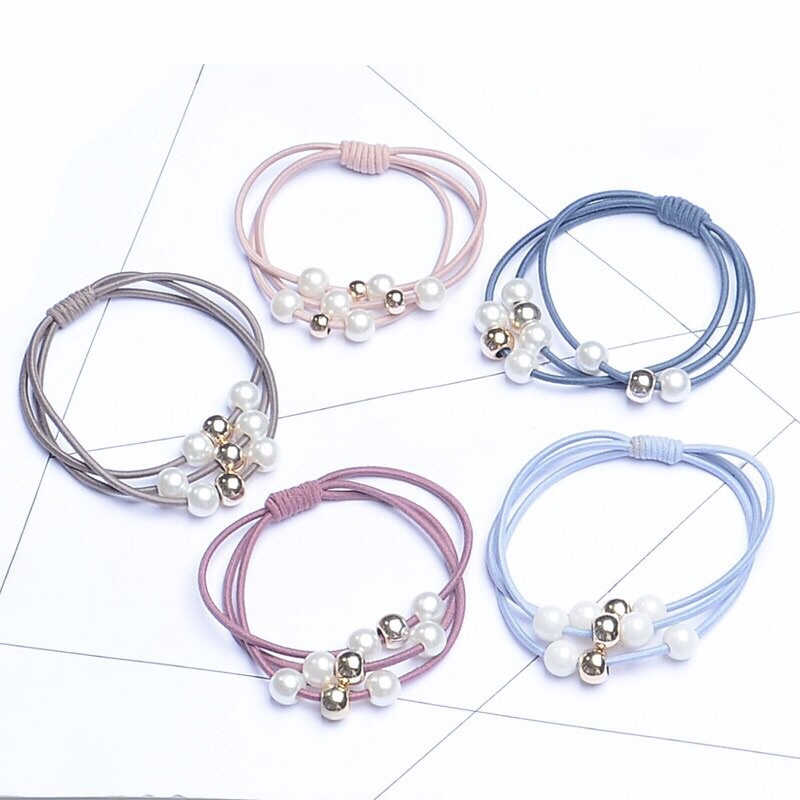 Dây Thun Cột Tóc Buộc Tóc Hạt Ngọc Đẹp Dễ Thương Phong Cách Hàn Quốc