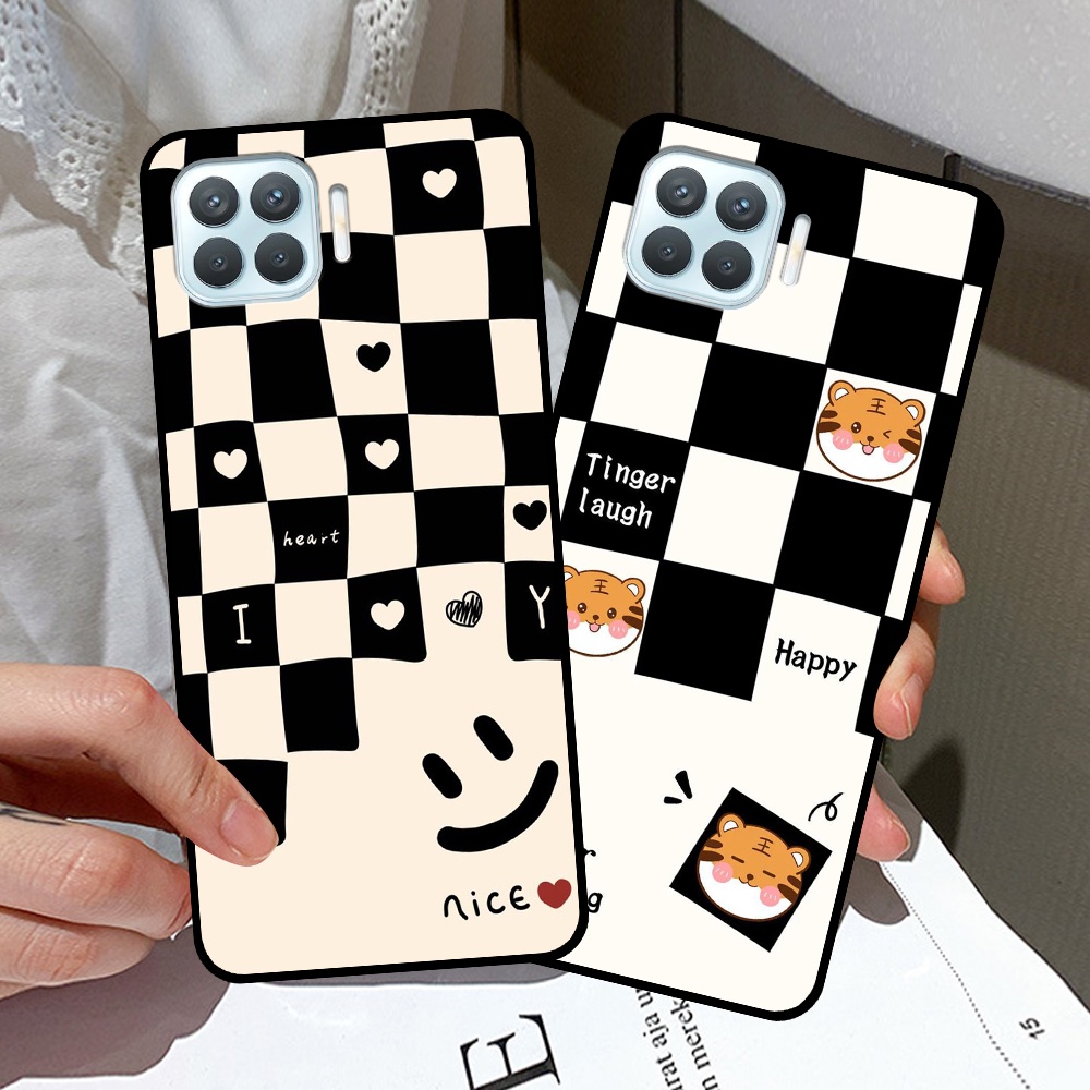 Ốp Oppo A73 / A93 in hình sọc caro, họa tiết đen trắng dễ thương
