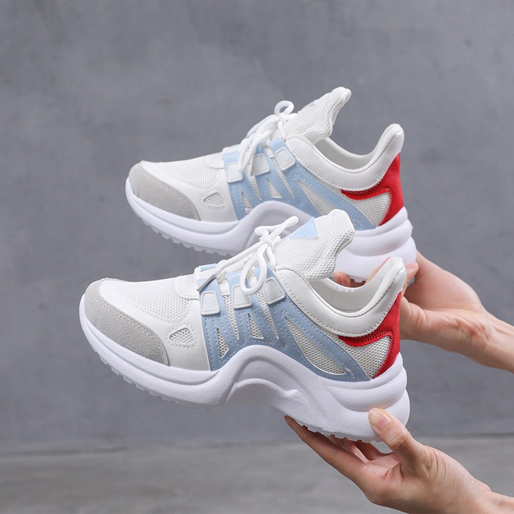 Giày Sneaker Nữ BUXINO18 Giày Thể Thao Nữ Độn Đế 6cm Ulzzang Cột Dây Trắng Đen Chạy Bộ Đi Học Đi Chơi Size Từ 36 Đến 39