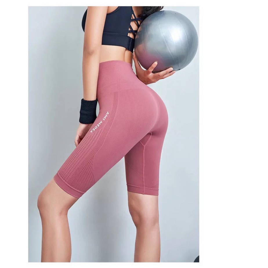 Quần lửng AmiMedea  tập gym cạp cao, Thiết kế hiện đại nâng mông ! (QT9)