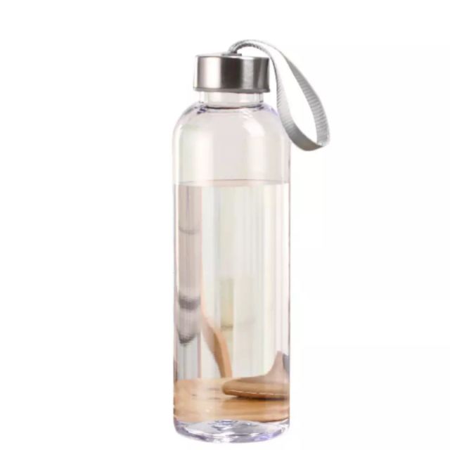 Bình đựng nước thủy tinh 500ml lắp inox có quai đeo