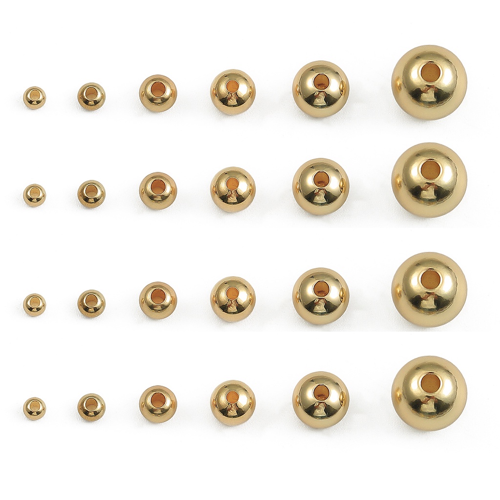 Hạt tròn mạ vàng 18k kích thước 2.5/3/4/5/6/8mm dùng làm trang sức