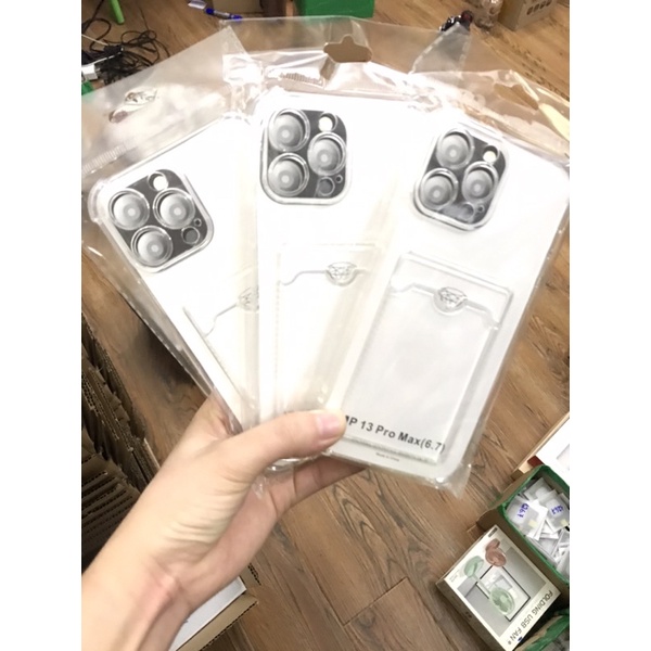 011 | 12 | 13 Pro max | Xs max | X 8 7 plus Ốp Lưng Điện Thoại Trong Suốt Chống sốc 4 góc Có Ngăn