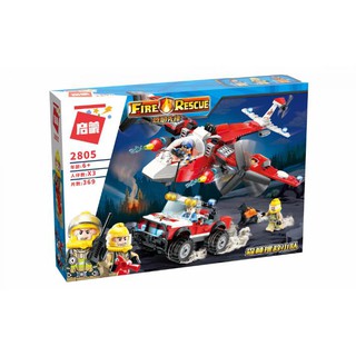  Lắp ghép Mô hình QMAN 2805 máy bay và xe jeep của biệt đội cứu hộ phòng cháy chữa cháy 