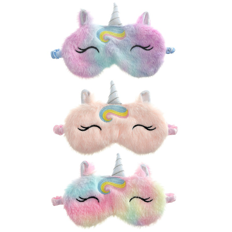 Bịt mắt ngủ hình kỳ lân màu cầu vồng dễ thương thời trang cho bé gái