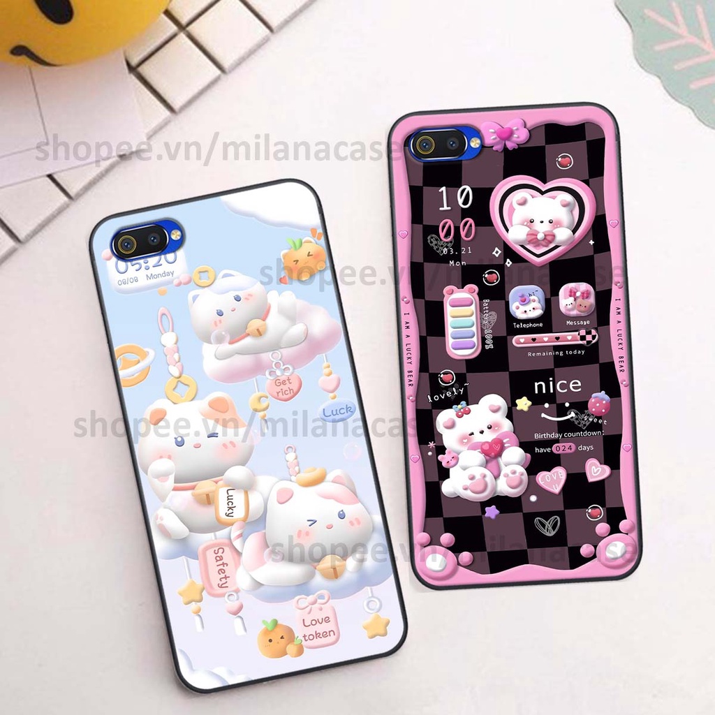 Ốp Realme C1 / C2 hình đồng hồ icon gấu mèo cute cực dễ thương ngộ nghĩnh