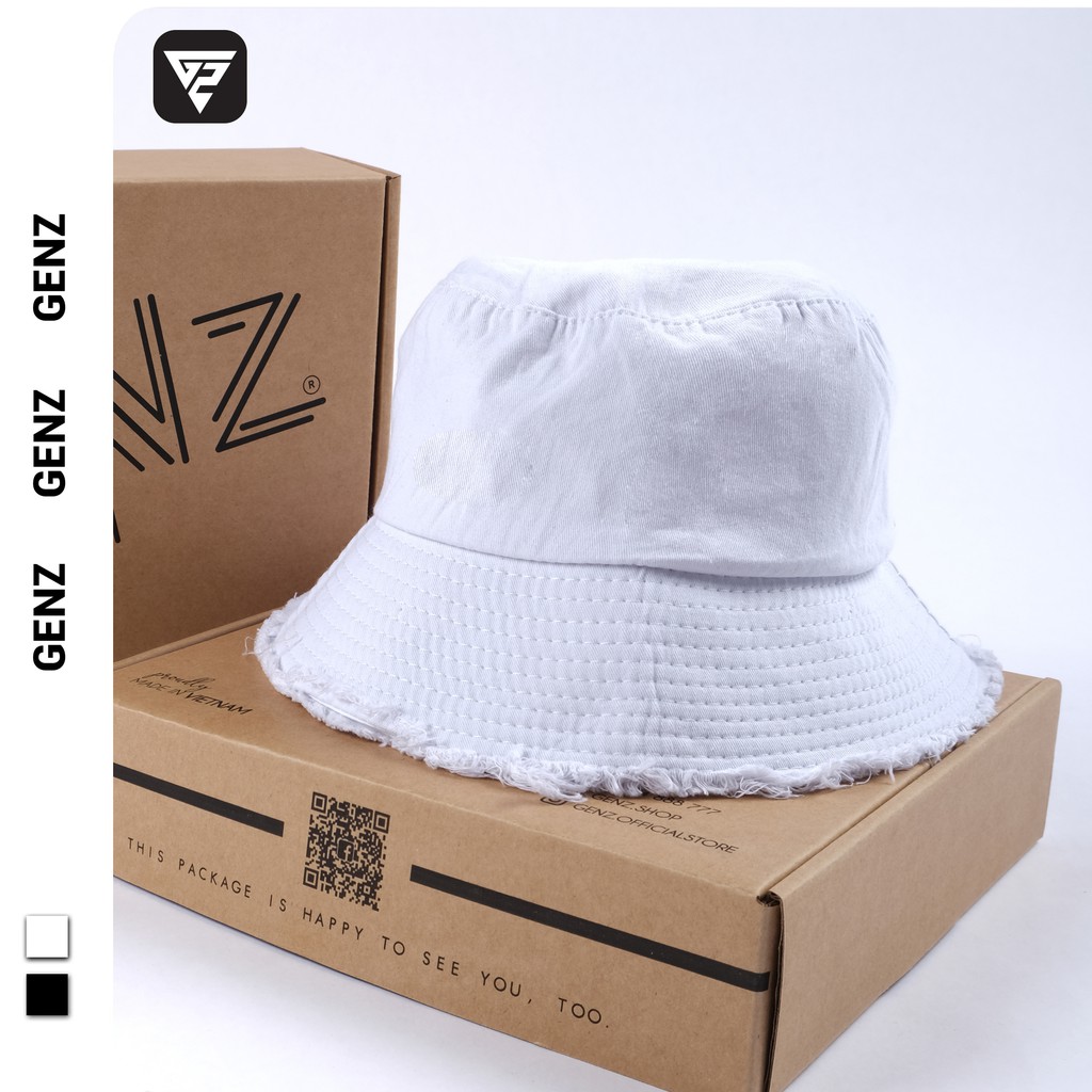 Nón Bucket Tai Bèo Kaki GENZ Rách Tua Rua Phong Cách Ulzzang Unisex ZA016