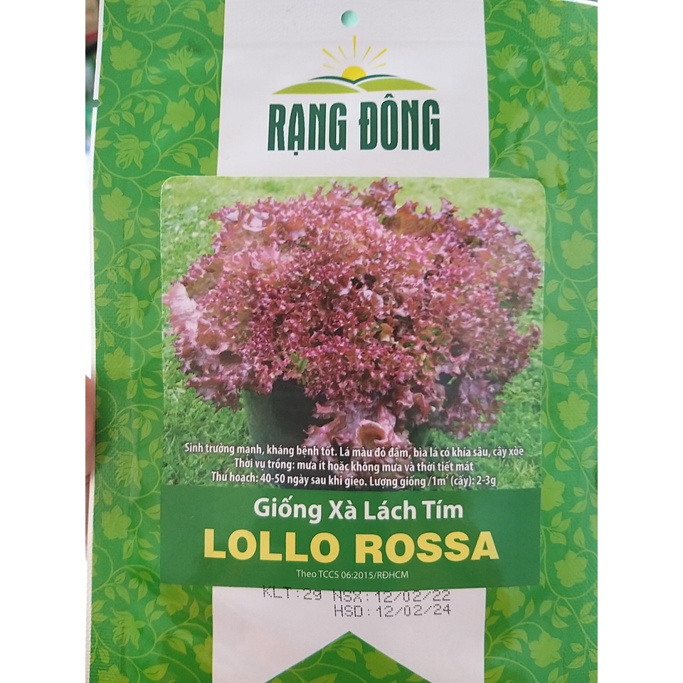 Hạt giống xà lách tím LOLLO ROSSA Rạng Đông gói 2g
