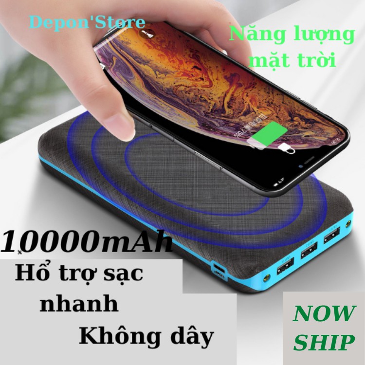 (SẠC 4-7 LẦN )Sạc Dự Phòng Sạc Năng Lượng Mặt Trời Solar Power Bank,Tự Nạp Pin Khi Có Ánh Sáng