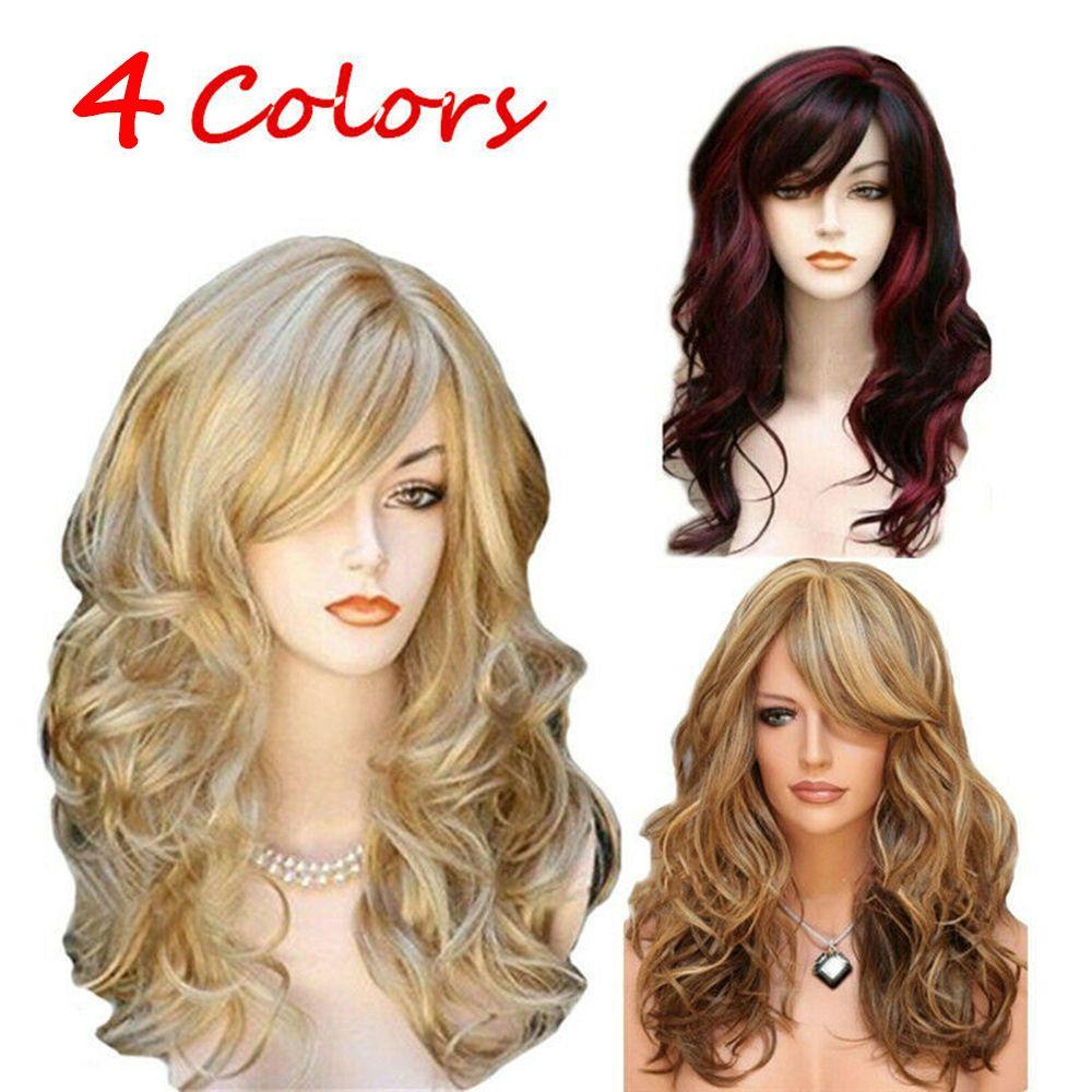 Bộ Tóc Giả Dài Uốn Xoăn Nhuộm Màu Thời Trang Cho Nữ