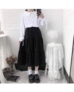 Chân váy voan 2 lớp đen - trắng