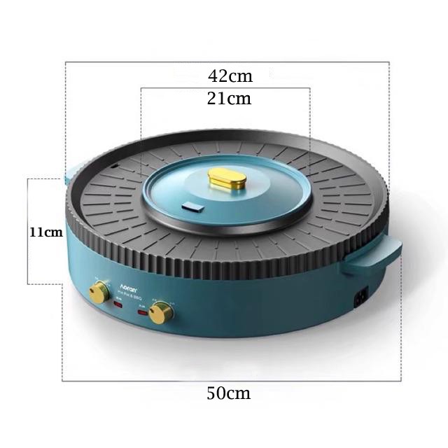 Bếp Lẩu Điện AORAN 2 Trong 1, Bếp Lẩu Nướng Đa Năng M2 Chỉnh Nhiệt Kép Có Khay Hứng Dầu- BH 12 Tháng