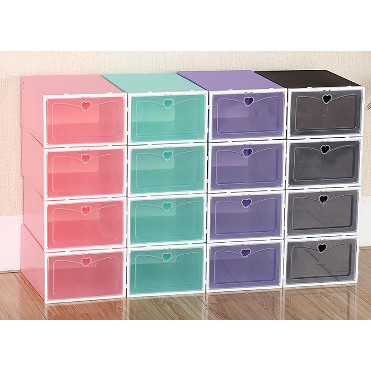 Hộp đựng giày nắp lật nhựa cứng dày đẹp size to chịu trọng lượng 4kg - ảnh thật nhiều màu