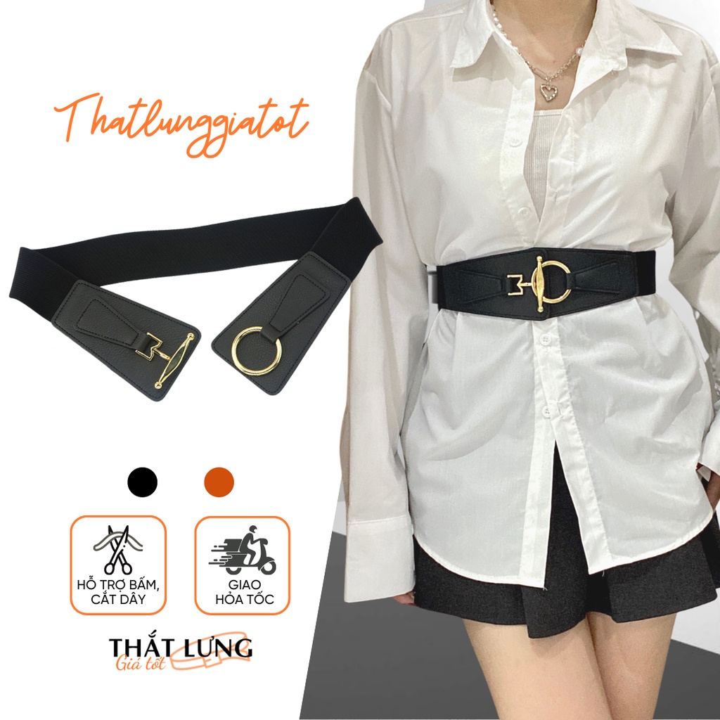 Đai váy bản to 5cm mặt tròn cài phối đầm, vest cá tính DV070 - Thắt Lưng Giá Tốt