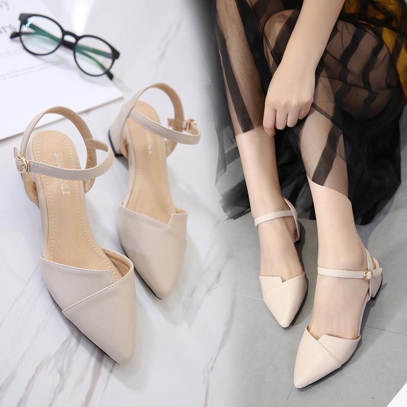 Giày Nữ 3 Phân Mũi Nhọn Đi Được 2 Kiểu Lên Chân Đẹp Sang Size 35 - 39