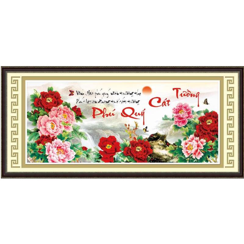 Tranh thêu chữ thập Phú Quý Cát Tường kt105x50cm 53562