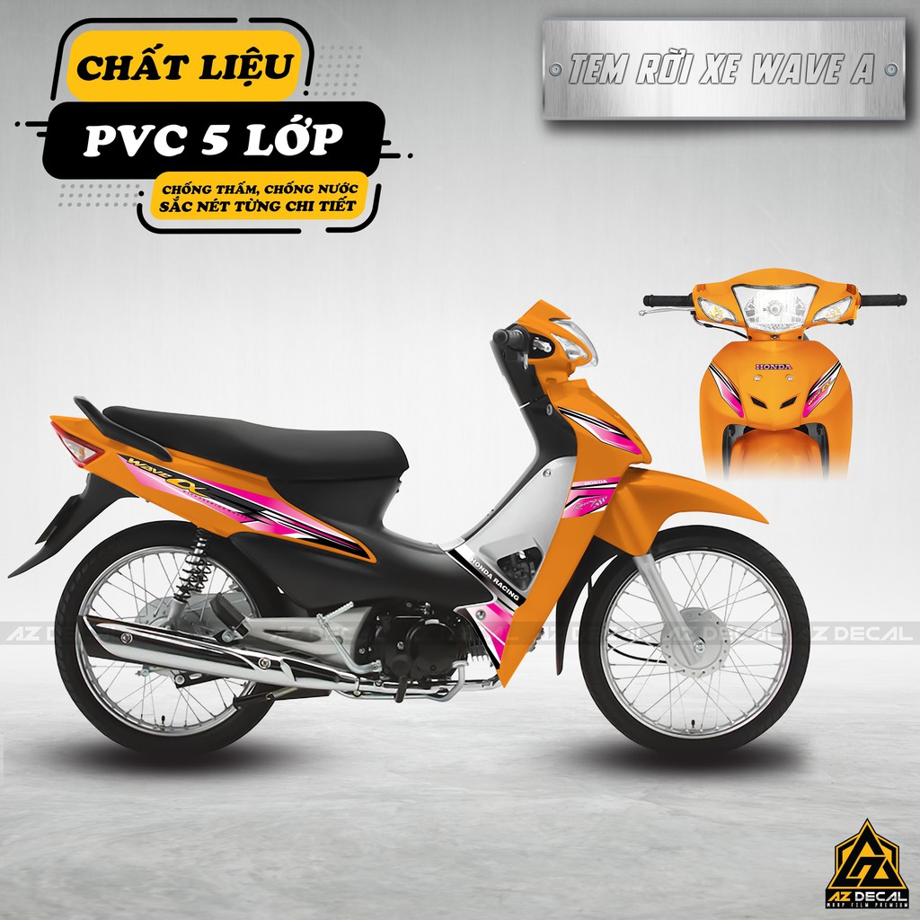 Tem Rời Wave Alpha Phong Cách Cacbon Racing Màu Hồng | WA03 | Khuôn Chính Xác 100% | Chất Liệu PVC Cao Cấp