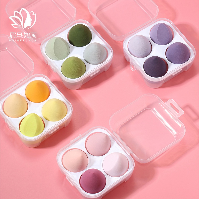 Hộp 4 mút trang điểm tán kem nền mềm mại hình giọt nước siêu tiện dụng [ MÃ F402 ]