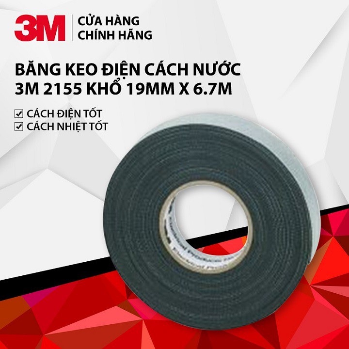 Băng Keo Điện Hạ Thế , Cách Nước 3M Temflex 2155 khổ 19mm x 6.7m