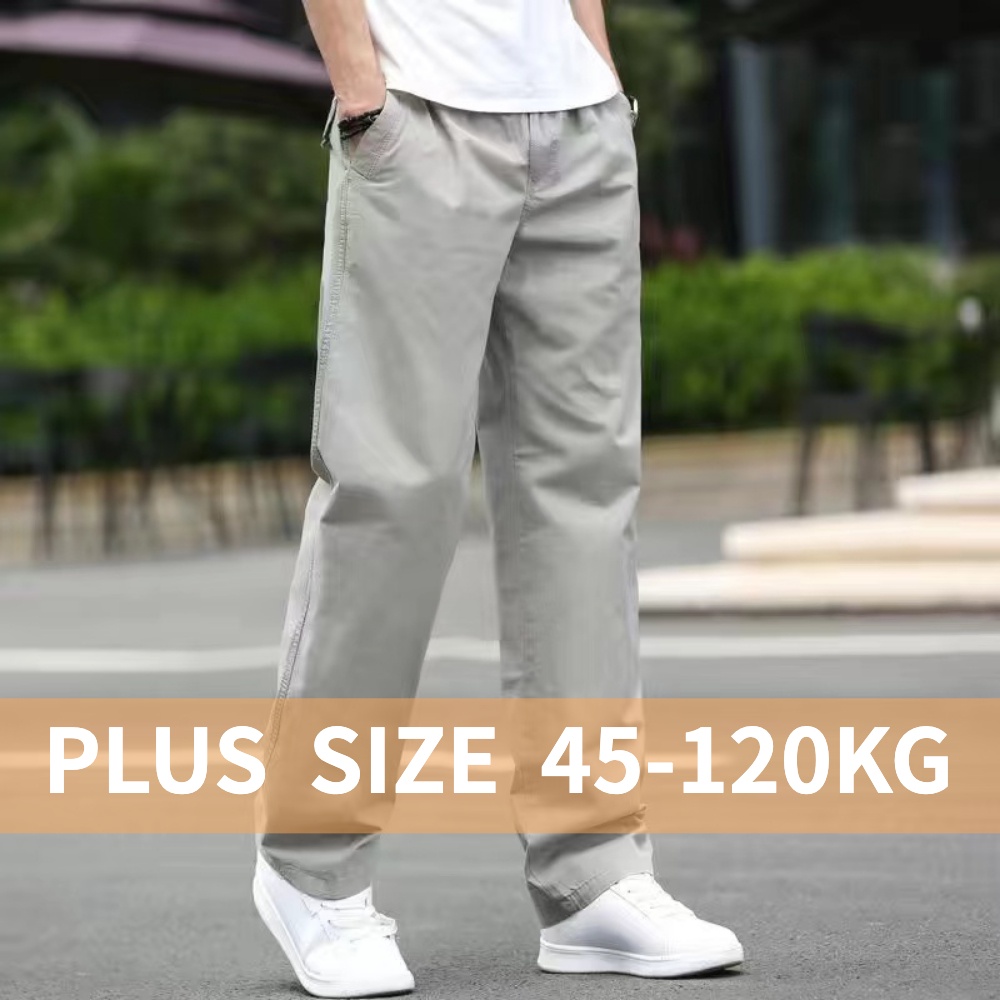 Quần Kaki Cotton Mỏng Màu Trơn Cỡ Lớn Co Giãn Phong Cách Doanh Nhân Cho Nam