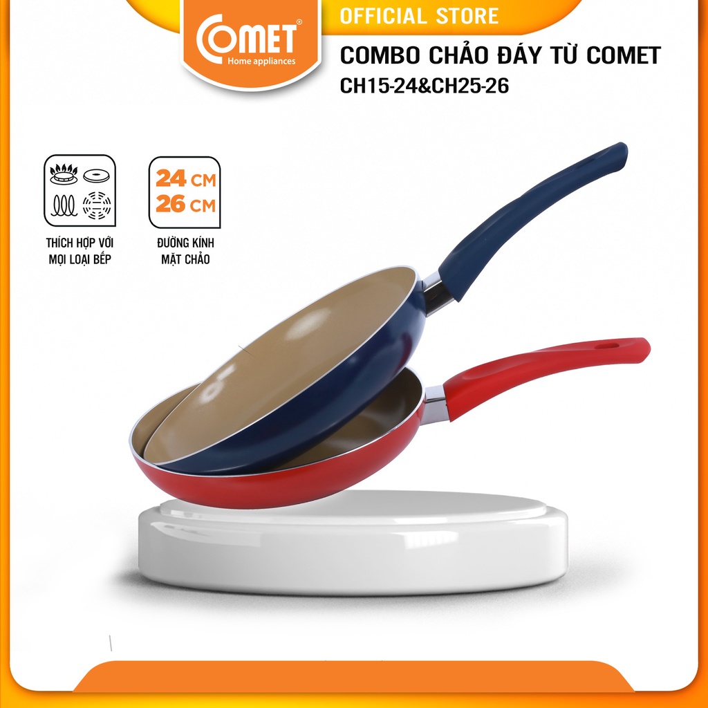 [LIFEMC11M2ADP -12% đơn 250K] Combo chảo đáy từ COMET CH15-24&amp;CH25-26