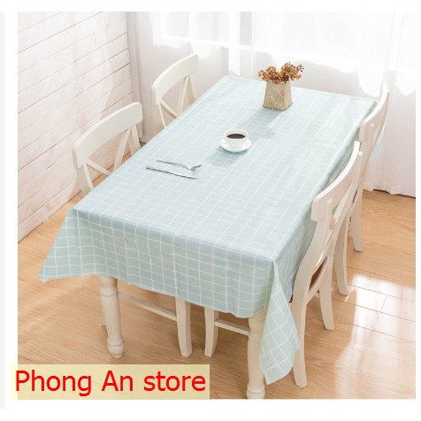 Khăn trải bàn vintage trang trí bàn ăn cao cấp Khăn trải bàn kẻ caro nhựa PVC chống thấm nước, không mùi, không phai màu