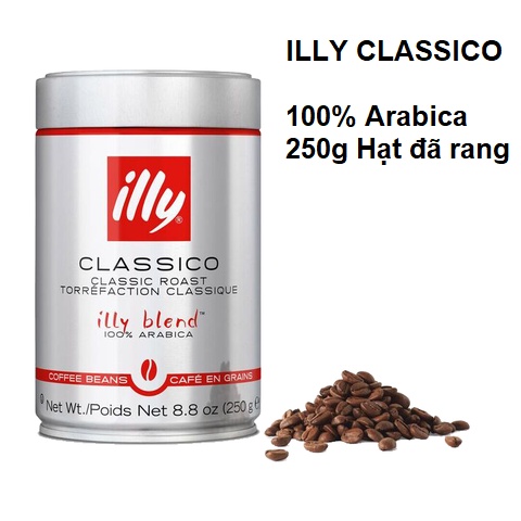 CÀ PHÊ HẠT ĐÃ RANG ILLY CLASSICO, INTENSO ROAST – 250G