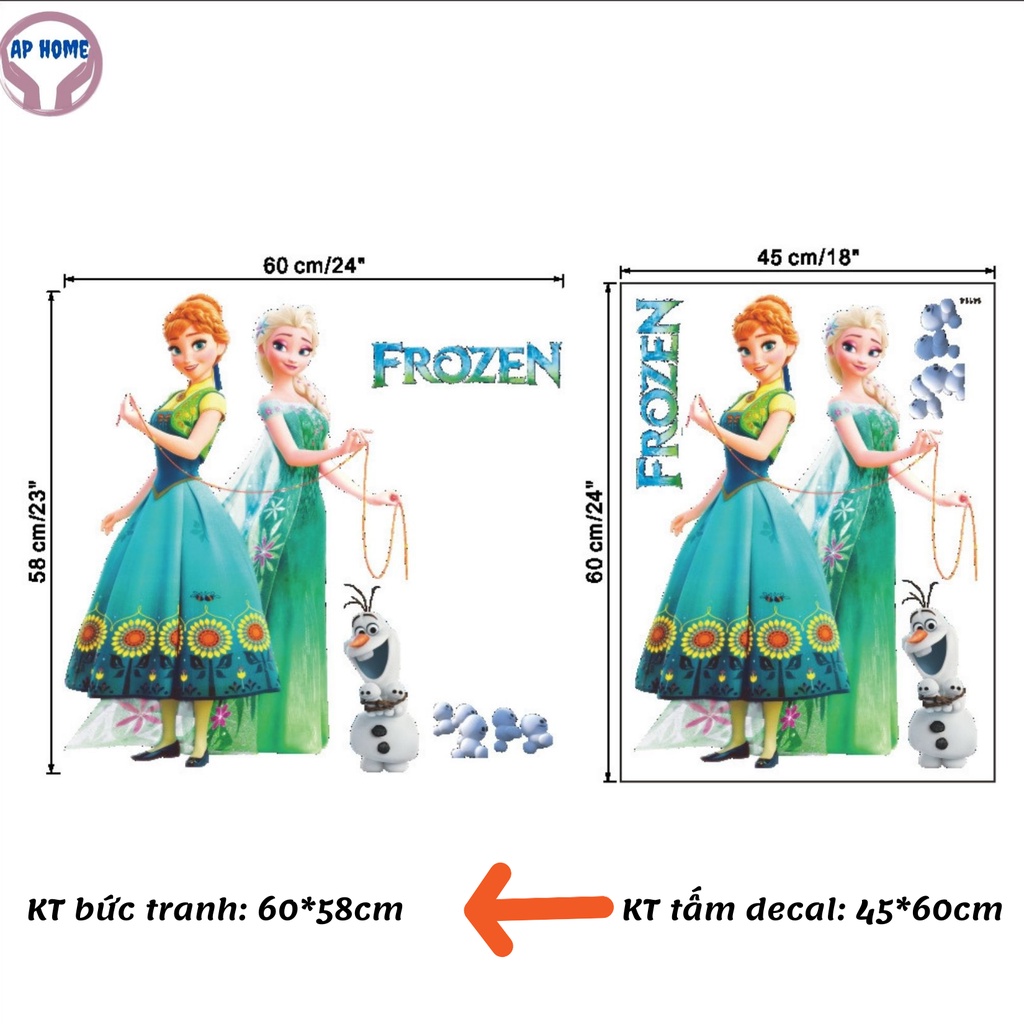 Tranh Elsa và Anna nữ hoàng băng giá sticker dán tường cho bé