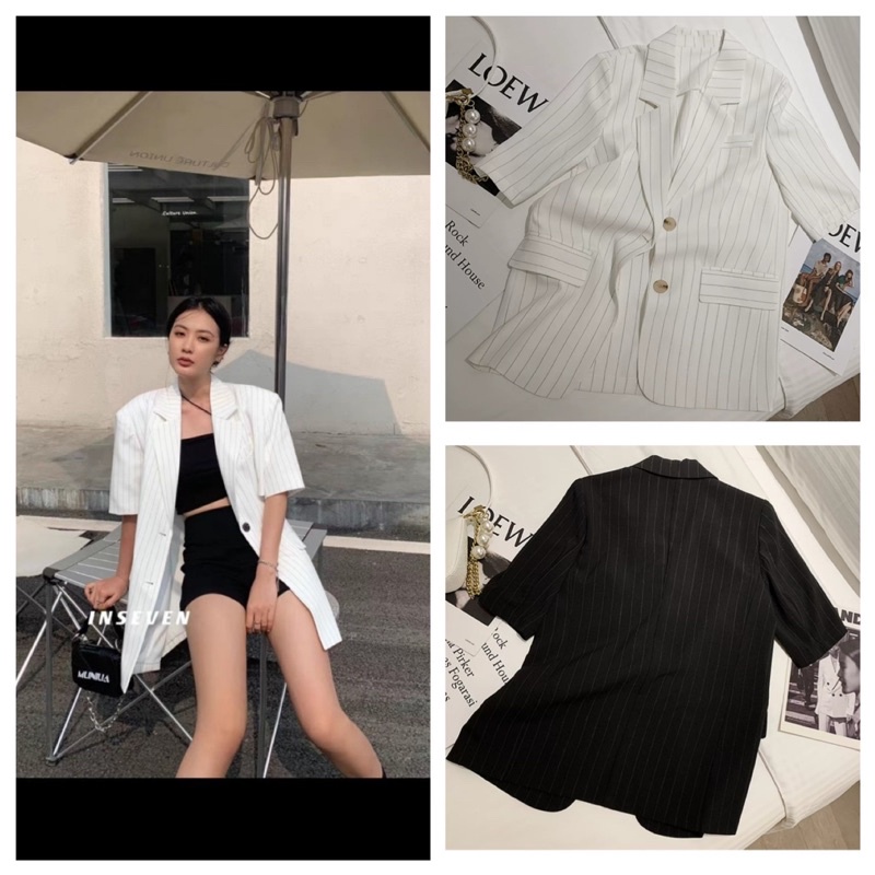 Áo vest blazer kẻ 2 màu