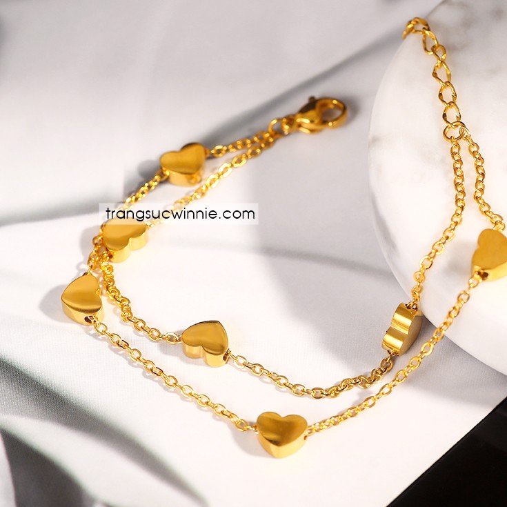 Lắc tay nữ titan tim vàng gold