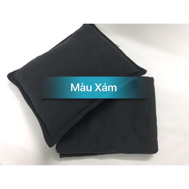Set chăn gối văn phòng màu xám lông chuột + Freeship