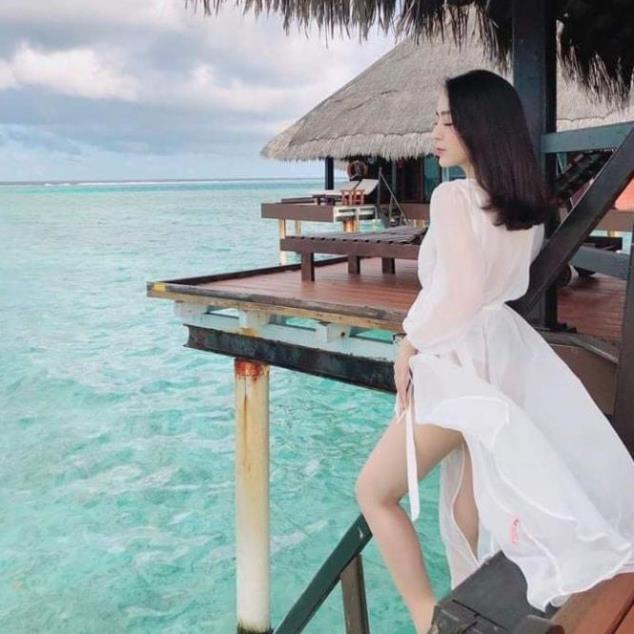 Áo choàng đi biển kimono Voan Ren tay bồng dài tay mặc ngoài bikini đi biển siêu đẹp dáng dài AC004 ! | BigBuy360 - bigbuy360.vn