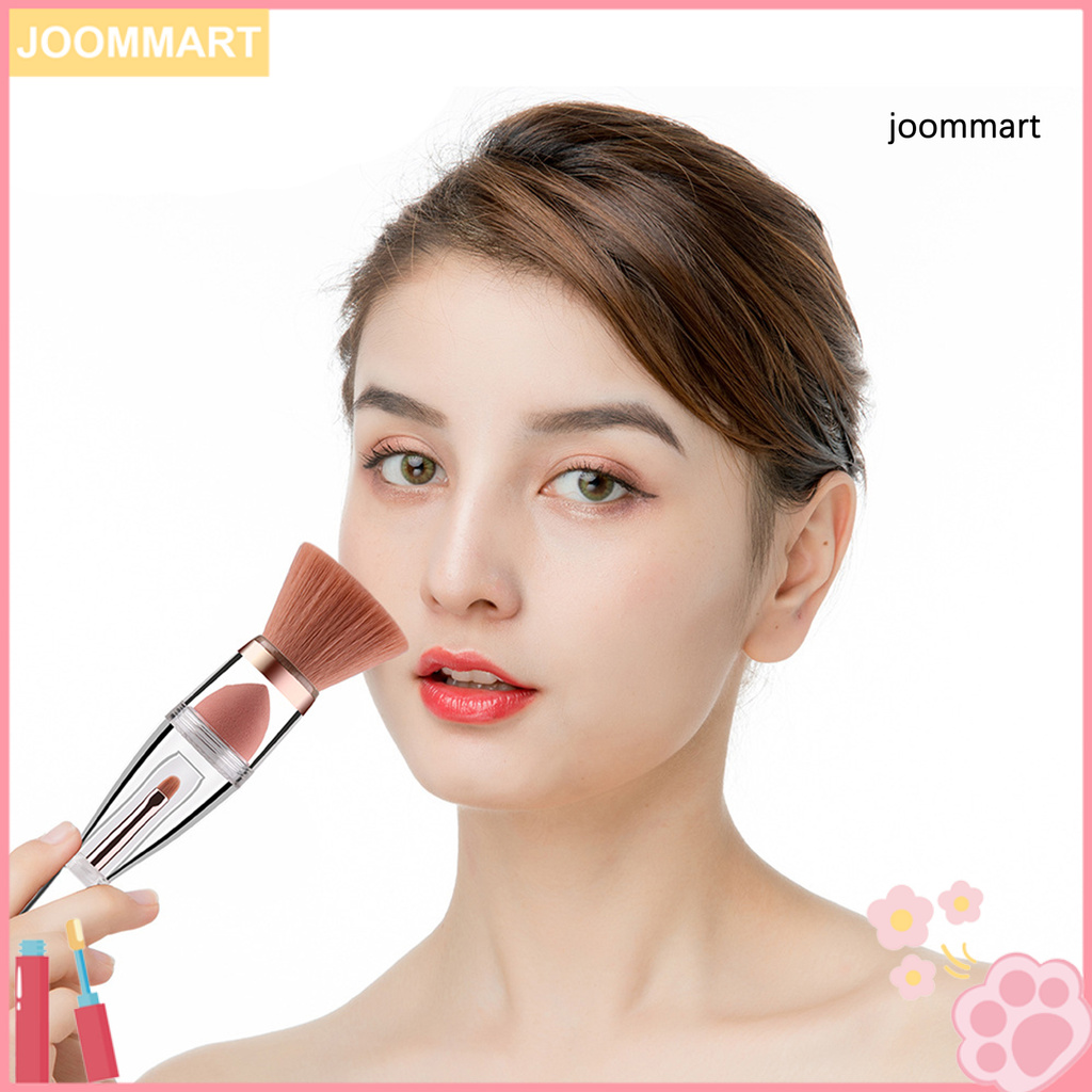 【JM】Contour Brush Ergonomic Transparent Dust-proof 3 in 1 Foundation Brush for Dressing Room