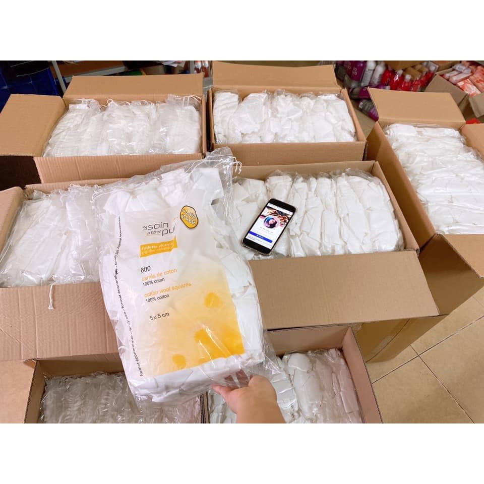 Có sẵn] Bông Tẩy Trang Soin pur Tetra 600 miếng Nội Địa Pháp