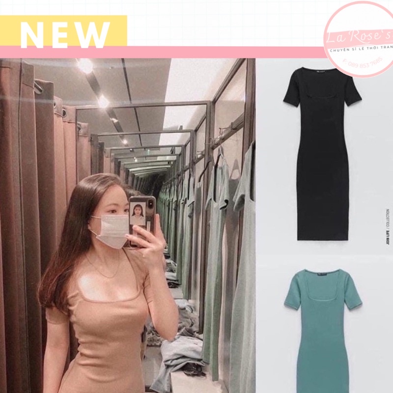-LAROSA.clothing- Đầm Body Tay Ngắn Đơn Giản Trang Phục Dạo Phố
