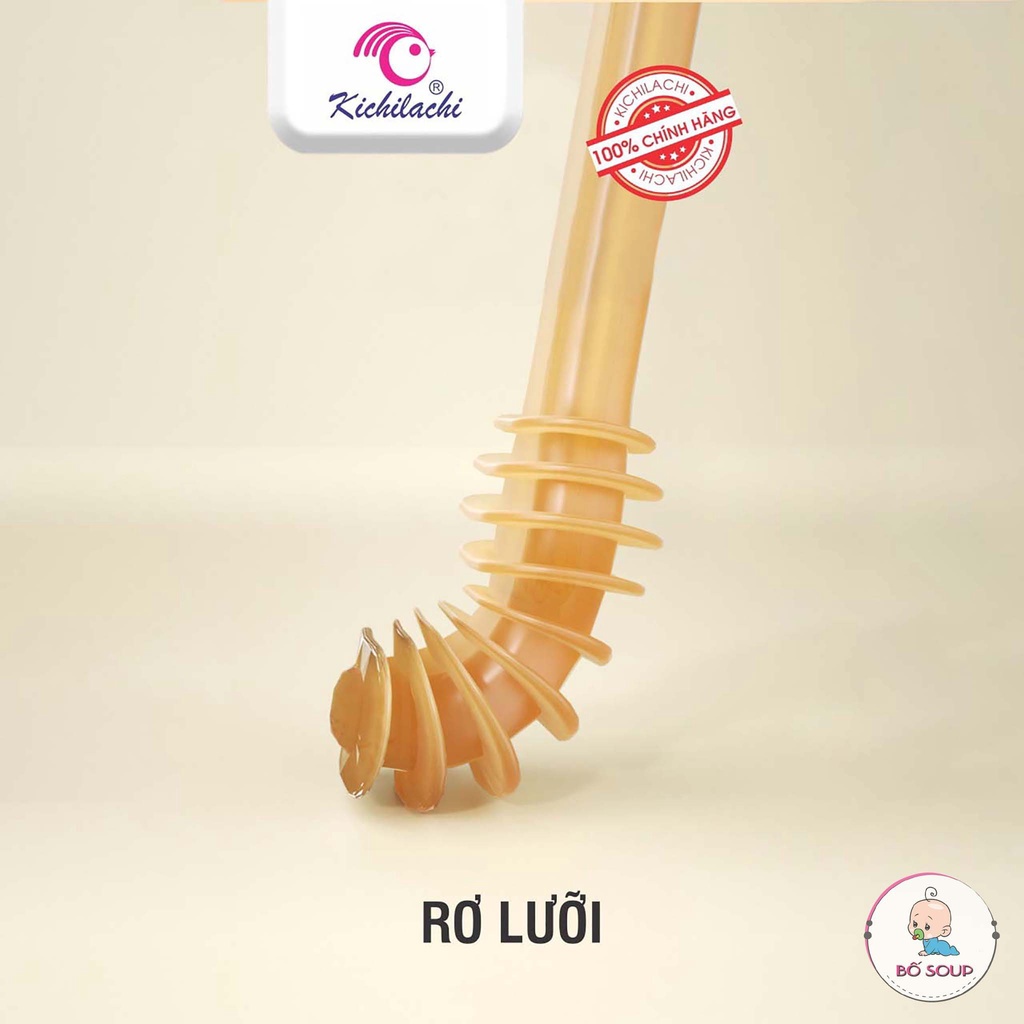Set rơ lưỡi và bàn chải đánh răng silicon KICHILACHI cho bé từ 0 - 18 tháng