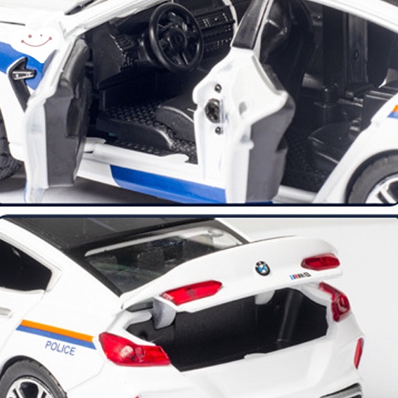 Đồ trang trí Xe Cảnh Sát BMW Có Đèn Và Âm Thanh Bằng Hợp Kim Tỉ Lệ 1:32