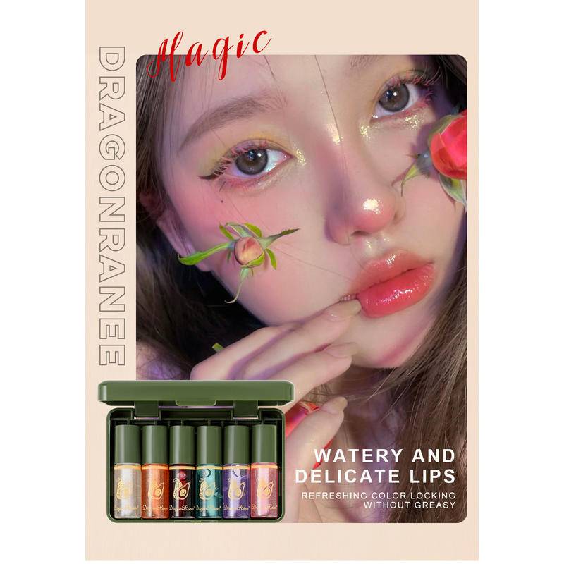 Set 6 son bóng dạng lỏng dưỡng ẩm màu sắc long lanh quyến rũ