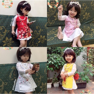 Áo dài gấm lụa cho bé