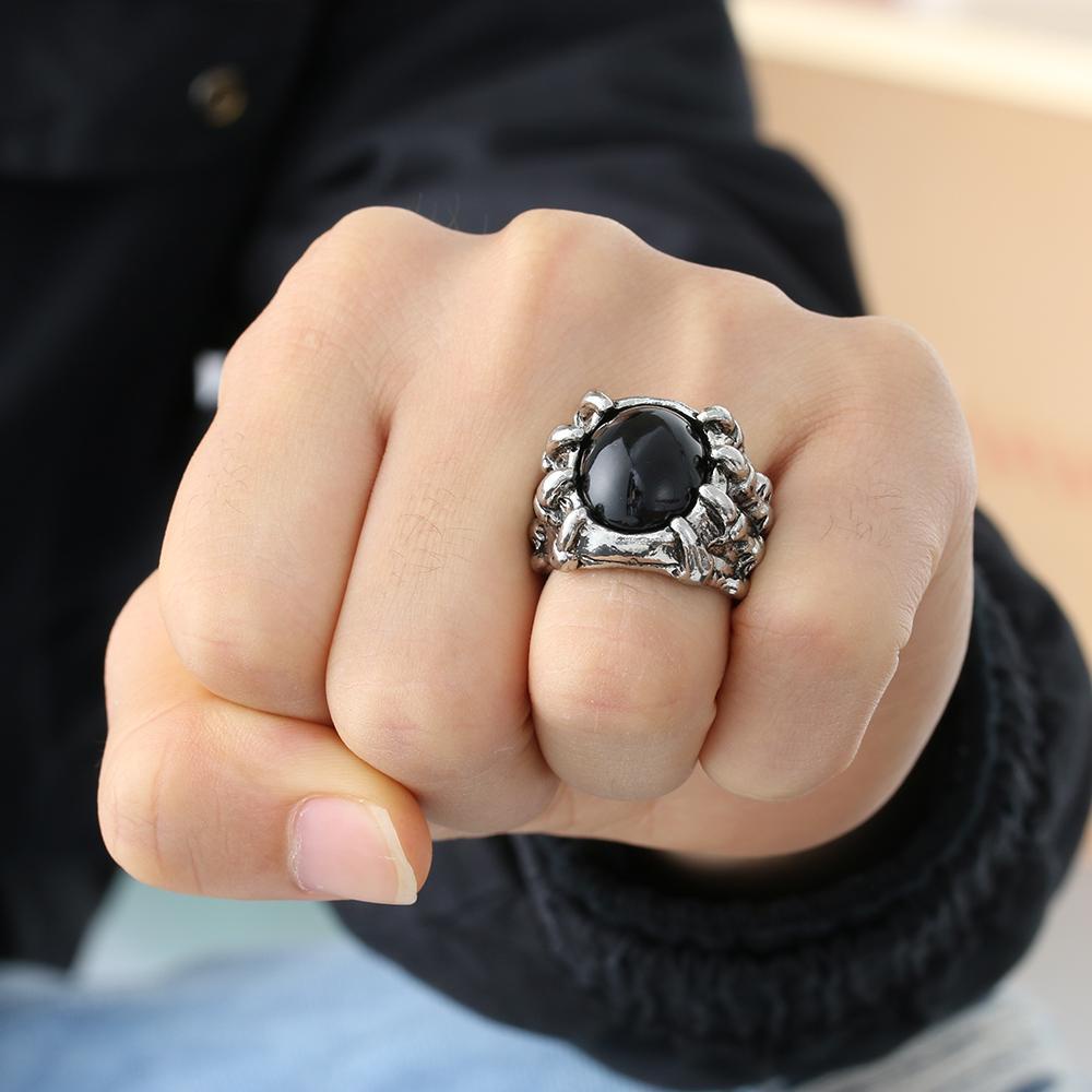 PINEVN Nhẫn Thép Titan Hình Móng Vuốt Rồng Phong Cách Hip Hop Gothic Cho Nam