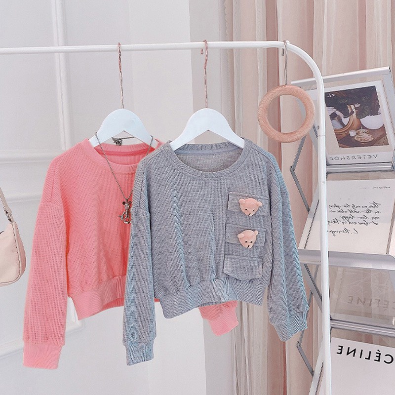 Bộ quần áo thu đông bé gái túi gấu 8-30kg